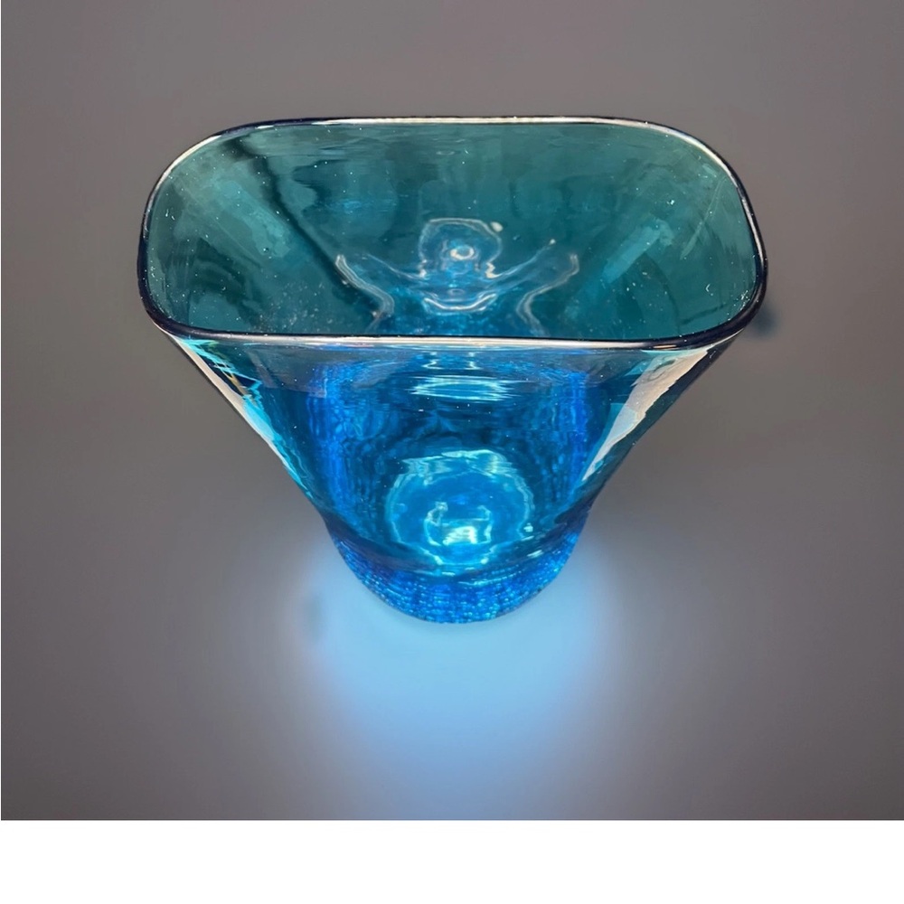 🔥 Vintage Crackle Glass Vase Handblown Art Glass - Picture 3 of 7